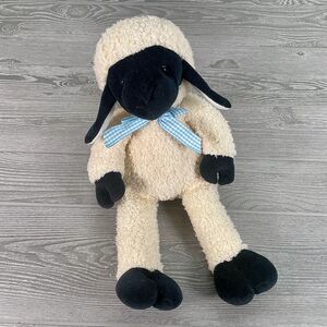 Vintage 2000 Manhattan Toy Lamb Baby Sheep 15in Black White Plush Stuffed Animal